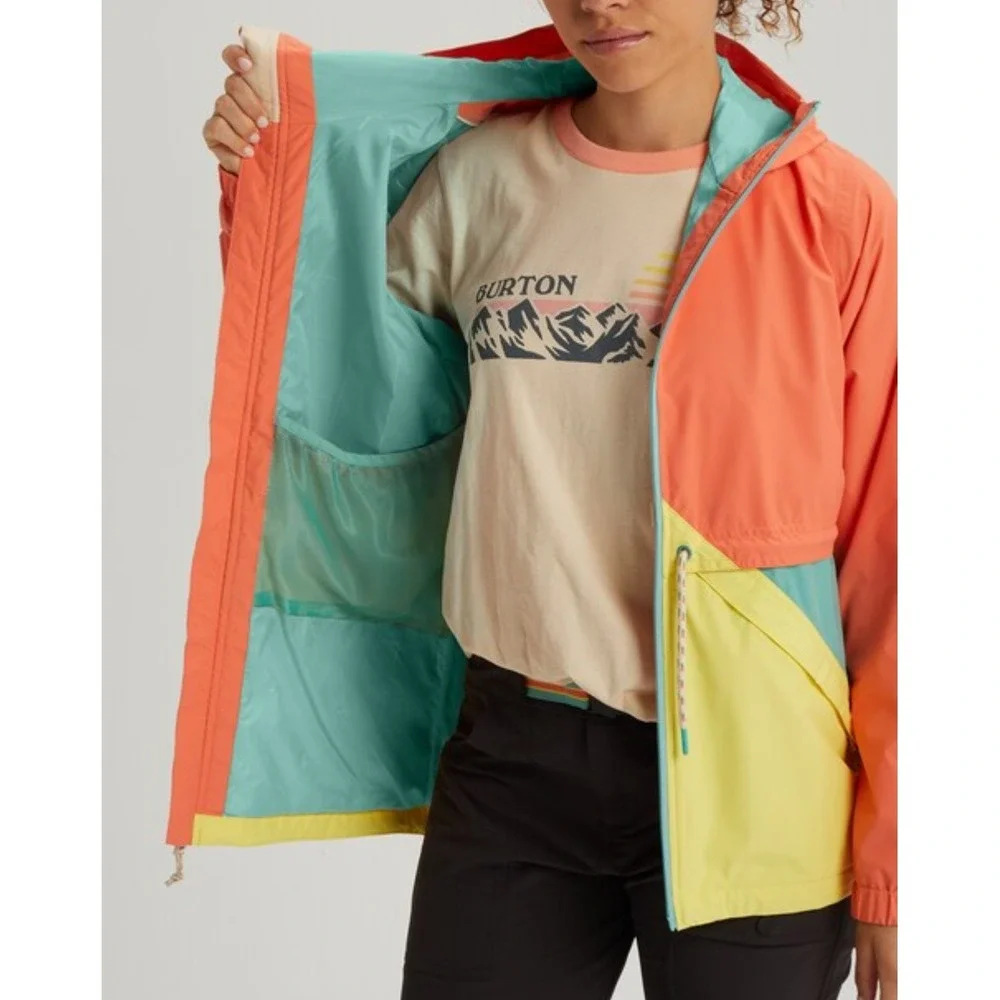 Burton Narraway Jacket Womens Small Colorblock Hooded Windbreaker Full Zip